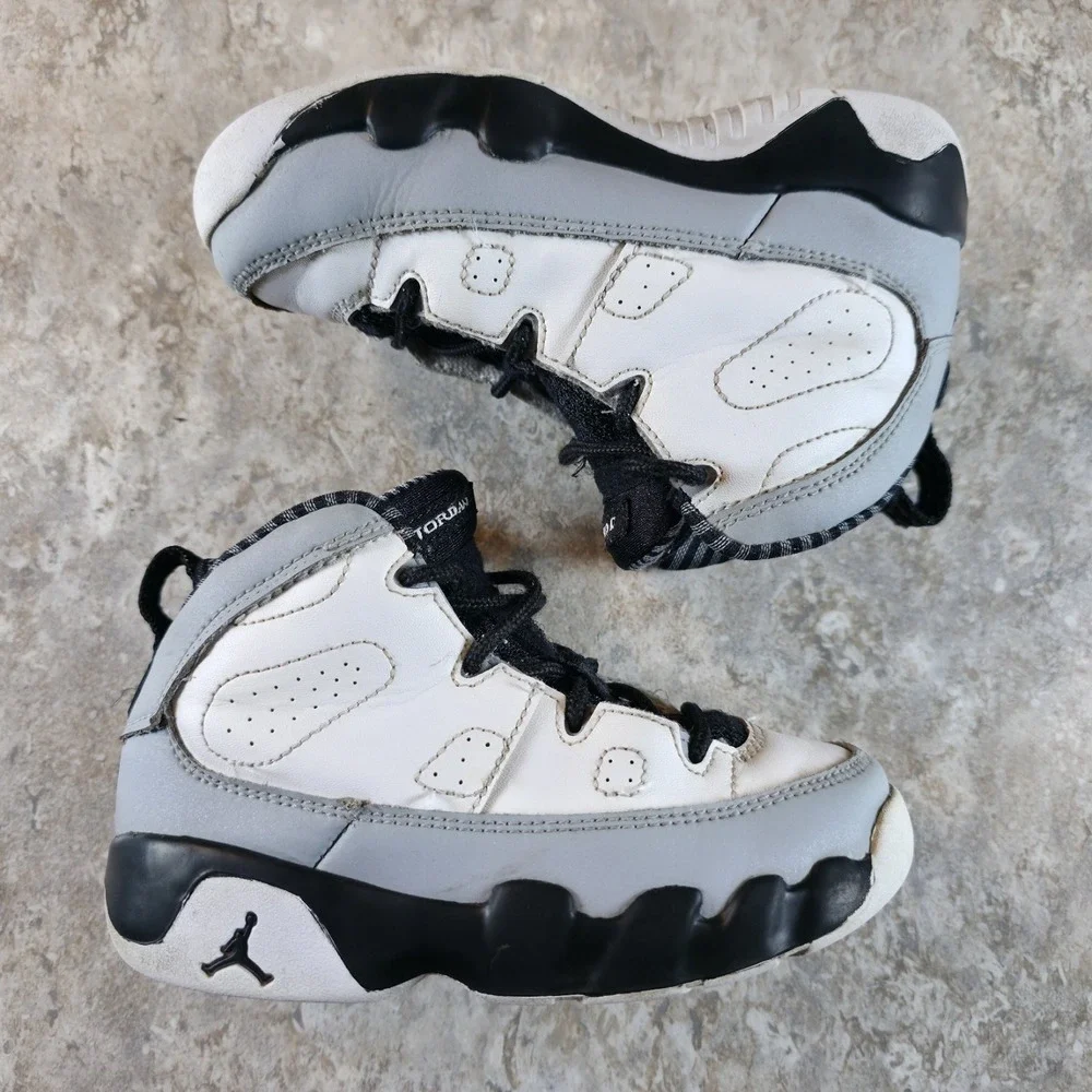 Jordan 9 Retro BT Shoes Toddler Size 9C White Black Wolf Grey 401812-116 Kids OG